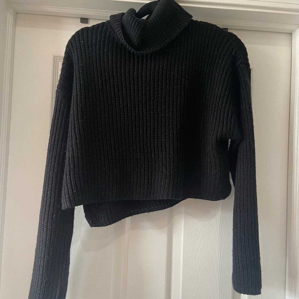 Black Crop Sweater - Misguided